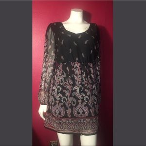 Pink Owl sheer black cottagecore dress, size M.